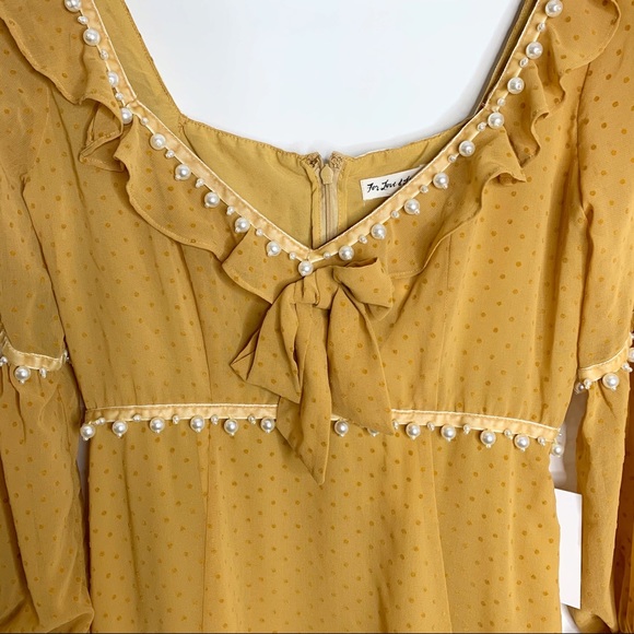 For Love & Lemons Marquee Mini Dress Mustard M NWT - Picture 7 of 16